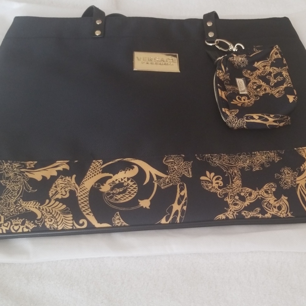 Versace black & gold tote bag with sleeper